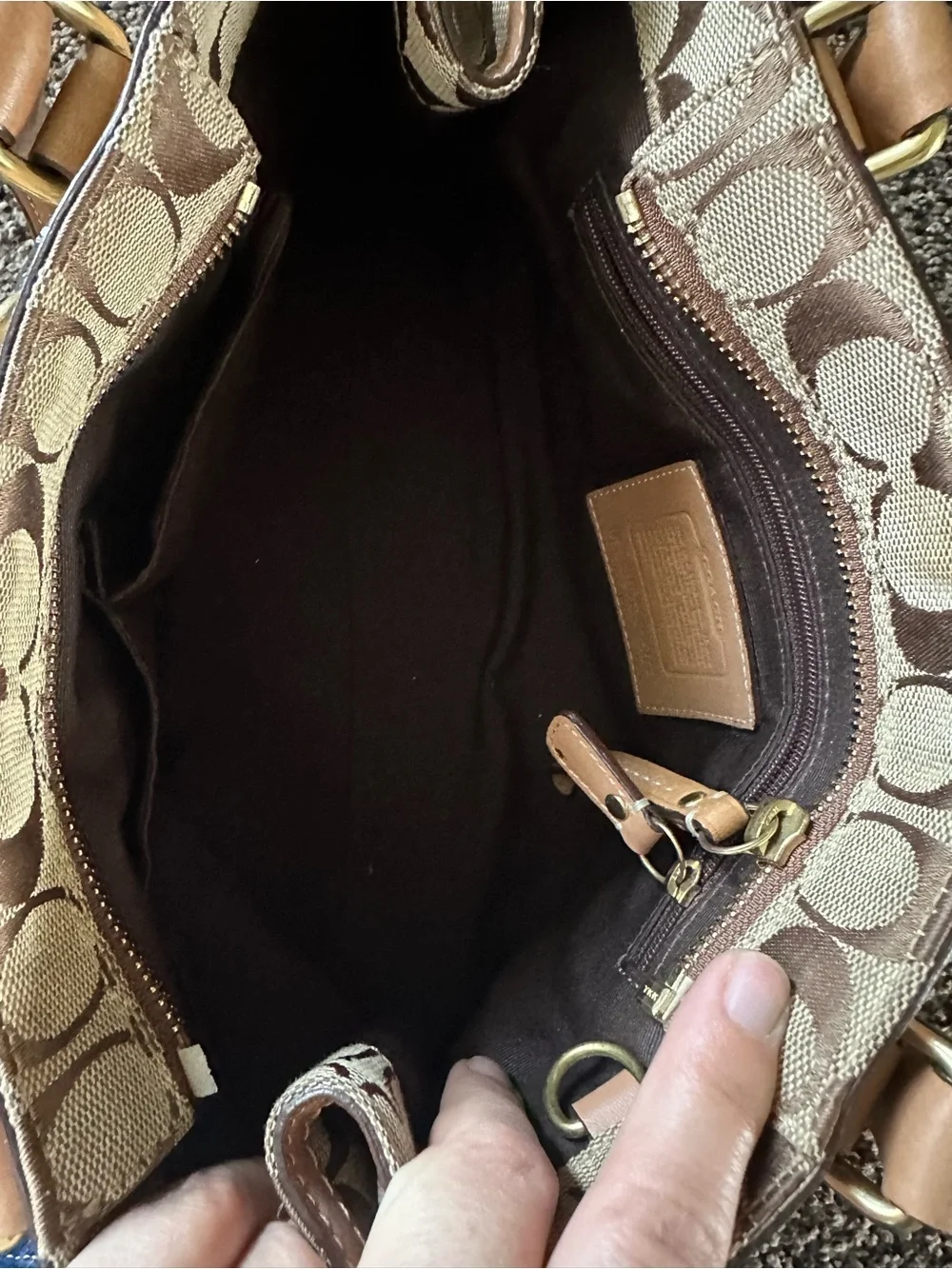 Coach Brown/Tan Signature Canvas Tote with Matching Wallet